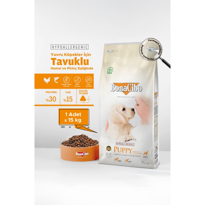 BonaCibo Puppy 15 Kg Tavuklu Ve Balıklı Yavru Köpek Maması