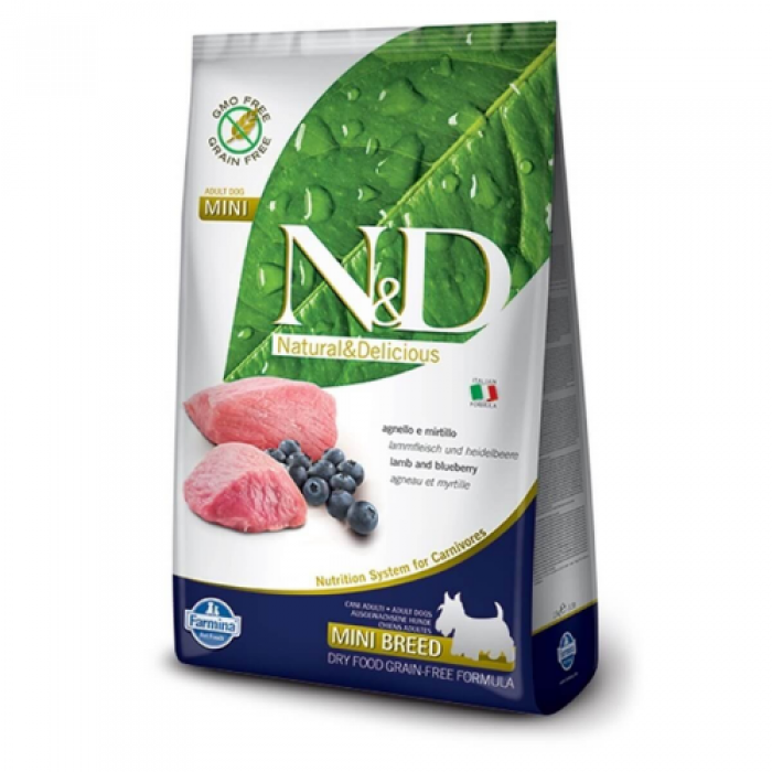 N&D Tahılsız Kuzu Etli Yaban Mersinli Küçük Irk Yetişkin Köpek Maması 2,5 kg N&D Tahılsız Kuzu Etli Yaban Mersinli Küçük Irk Yetişkin Köpek Maması 2,5 kg