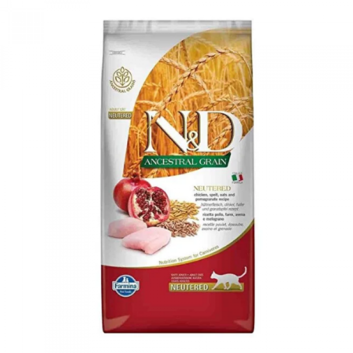 N&D Düşük Tahıllı Tavuklu ve Narlı Kısırlaştırılmış Kedi Maması 10 kg