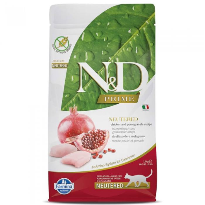 N&D Prime Tahılsız Tavuklu Narlı Kısırlaştırılmış Kedi Maması 1,5 kg N&D Prime Tahılsız Tavuklu Narlı Kısırlaştırılmış Kedi Maması 1,5 kg