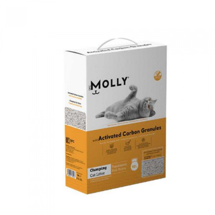 Molly Aktif Karbon Granüllü Topaklanan Bentonit Kedi Kumu 10 Lt Molly Aktif Karbon Granüllü Topaklanan Bentonit Kedi Kumu 10 Lt