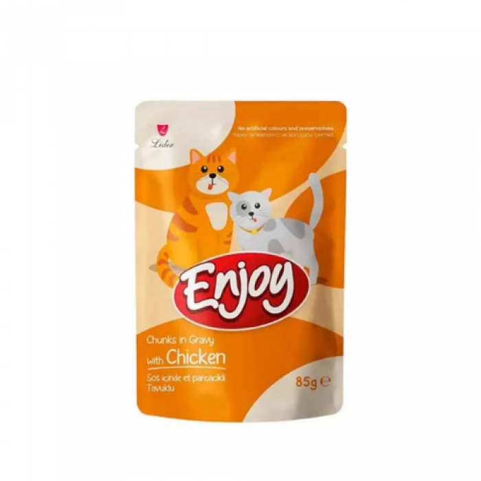 Enjoy Pouch Sos İçinde Et Parçacıklı Tavuklu Yetişkin Kedi Konservesi 85 Gr Enjoy Pouch Sos İçinde Et Parçacıklı Tavuklu Yetişkin Kedi Konservesi 85 Gr
