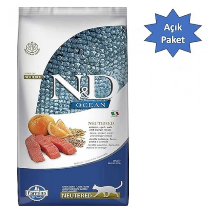 N&D Ocean Düşük Tahıllı Kısırlaştırılmış Somonlu ve Portakallı 3 kg Yetişkin Kedi Maması - Açık Paket N&D Ocean Düşük Tahıllı Kısırlaştırılmış Somonlu ve Portakallı 3 kg Yetişkin Kedi Maması - Açık Paket