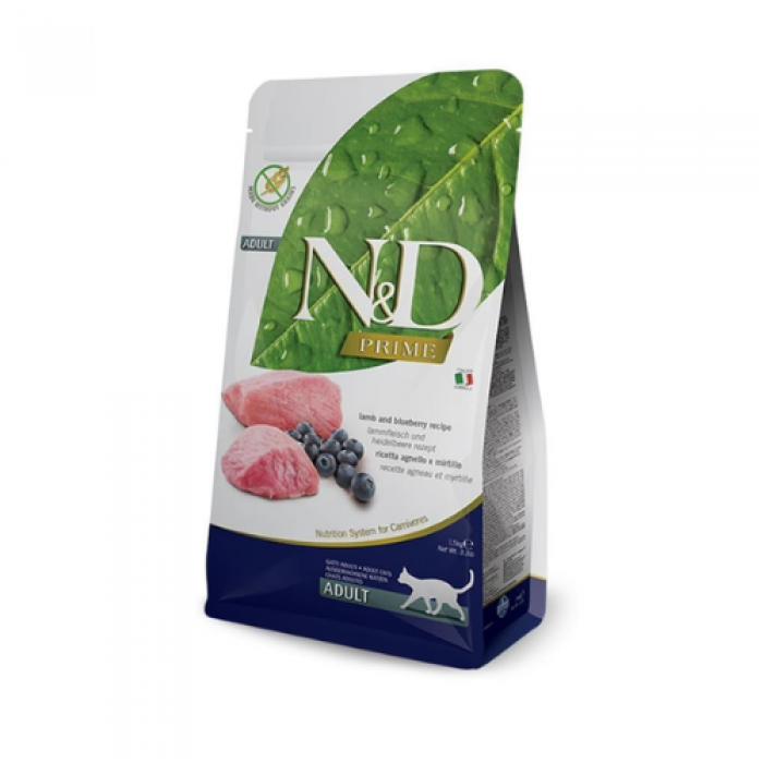 N&D Prime Tahılsız Kuzu Etli ve Yaban Mersinli Yetişkin Kedi Maması 5 kg N&D Prime Tahılsız Kuzu Etli ve Yaban Mersinli Yetişkin Kedi Maması 5 kg